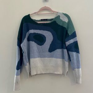 Shein blue green wave sweater